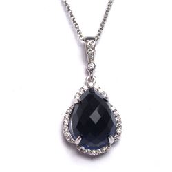 Sterling Silver-Blk-Wht CZ Pendant