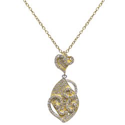 Gold Tone Sterling Silver Pendant, White Czs Pave, Small