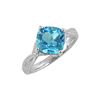 Image 1 : SS SWISS BLUE TOPAZ / DIAMOND RING - Size 7 (#10167SW)