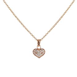 Rose Gold Plated Sterling Silver Small Heart Pendant With Pave Czs