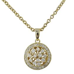 Gold Plated Sterling Silver Circle Pendant With Czs