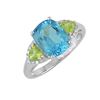 Image 1 : SS SWISS BLUE TOPAZ / PERIDOT / DIAMOND RING - Size 7 (#10208MUL)