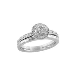 SILVER DIAMOND BRIDAL RING SET - Size 8 (#538D-R3)