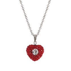 Sterling Silver Red & White Heart Pendant