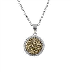 12Mm Round Sterling Silver Champaign Pendant