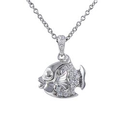 Sterling Silver CZ Fish Pendant