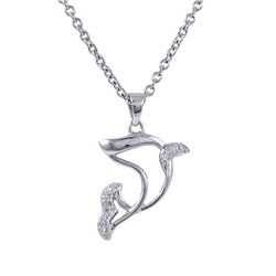 Sterling Silver Dolphin CZ Pendant