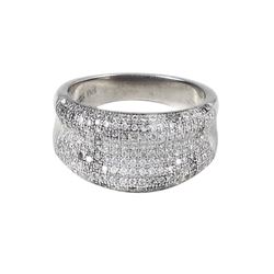 Sterling Silver Micro Pave CZ Curved Ring