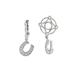 SILVER WHEEL W/ DIAMOND HORSESHOE DANGLE (#275D)