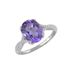 SS AMETHYST / DIAMOND RING - Size 7 (#10168A)