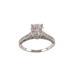 Rhodium Plated Sterling Silver CZ Ring, Size 5