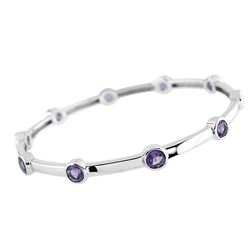 SILVER RD AMETHYST BANGLE BRACELET - Size 7.75 (#3824A)