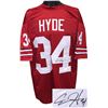 Image 1 : Carlos Hyde Signed Ohio State Buckeyes Red Custom Jersey #34 XL- JSA Hologram
