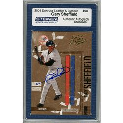 Gary Sheffield Signed 2004 Donruss Card - Yankees - "Leather & Lumber" - About To Swing (Slabbed By 