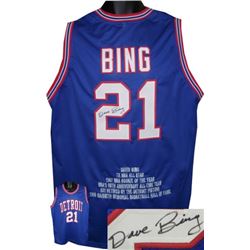 Dave Bing Signed Detroit Pistons Blue Prostyle Jersey W/ Embroidered Stats
