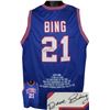 Image 1 : Dave Bing Signed Detroit Pistons Blue Prostyle Jersey W/ Embroidered Stats