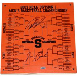 Jim Boeheim/Carmelo Anthony Dual Signed Syracuse Basketball Engraved 12X12 Bracket