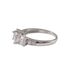 Rhodium Plated Sterling Silver CZ Ring, Size 7