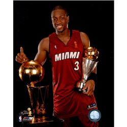 Dwyane Wade Miami With 2006 Finals Trophy And MVP Trophy 8X10 Photo (PF)