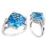 Image 1 : SILVER CHECK SWISS BLUE TOPAZ / DIAMOND RING - Size 7 (#8551SW-CHK)