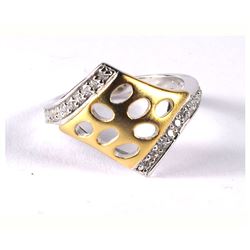 Two-Tone Sterling Silver CZ Ring