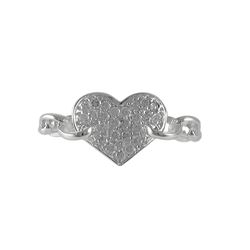 Sterling Silver Heart With CZ Ring Size 5