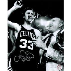 Larry Bird Signed 'Cigar' Celebration B&W 8X10 Photo W/Red Auerbach