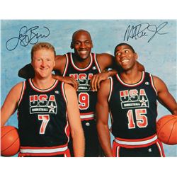 Larry Bird And Magic Johnson Dual-Signed 1992 Olympics Dream Team 16X20 Photo W/Michael Jordan
