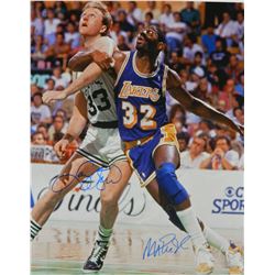 Larry Bird & Magic Johnson Signed Celtics Vs Lakers NBA Action 16X20 Photo