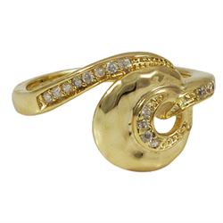 Gold Tone Sterling Silver Donut With CZ Ring Size 6