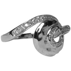 Sterling Silver Donut With CZ Ring Size 6