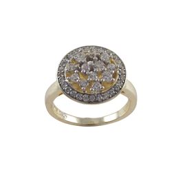 Sterling Silver Two Tone Round CZ Ring Size 5