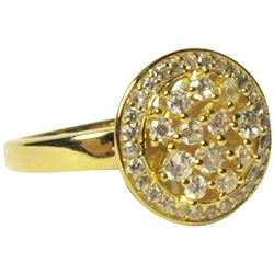 Gold Tone Sterling Silver Round Ring