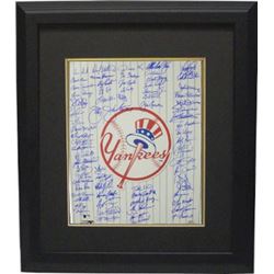 Bobby Richardson Signed New York Yankees 16X20 Photo Custom Framed Top Hat Logo With 70 Signatures