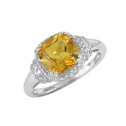 SS CITRINE / DIAMOND RING - Size 7 (#10189C)