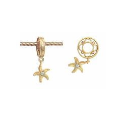 GOLD WHEEL W/ DIAMOND STARFISH DANGLE (#21PLAIND)