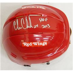 Chris Chelios Signed Red Wings Red Hockey Mini Helmet W/HOF 2013