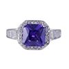 Image 1 : Amy CZ Square Center Stone Surrounded With White Czs, Sterling Silver Ring Size 8