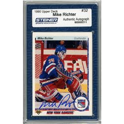 Mike Richter Signed 1990-91 Upper Deck Rookie Card #32 (Slabbed By Steiner)