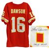 Image 1 : Len Dawson Signed Custom Red & Gold  Jersey W/SB IV MVP