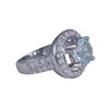 Image 2 : Aqua Round CZ, Surrounded With White Czs, Sterling Silver Ring Size 5