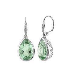 SILVER PS MINTGREEN QUARTZ / DIAMOND LEVERBK EARRINGS (#6743MGQ)