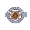Image 1 : Champagne Round CZ, Surrounded With White Czs, Sterling Silver Ring Size 7