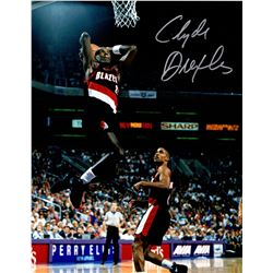 Clyde Drexler Signed Blazers Action 8X10 Photo