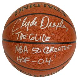 Clyde Drexler Signed Spalding NBA Indoor/Outdoor Basketball W/HOF 04, The Glide, NBA 50 Greatest