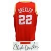 Image 1 : Clyde Drexler Signed Red Throwback Custom Basketball Jersey