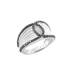 SS BLACK / WHITE DIAMOND RING - Size 7 (#9455D-BLK)