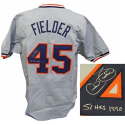 Cecil Fielder Signed Grey Custom Baseball Jersey W/51 Hrs 1990