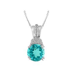 SS SWISS BLUE TOPAZ / DIAMOND PENDANT (#10161SW)