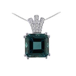 SS LONDON BLUE TOPAZ / DIAMOND PENDANT (#10182LDN)